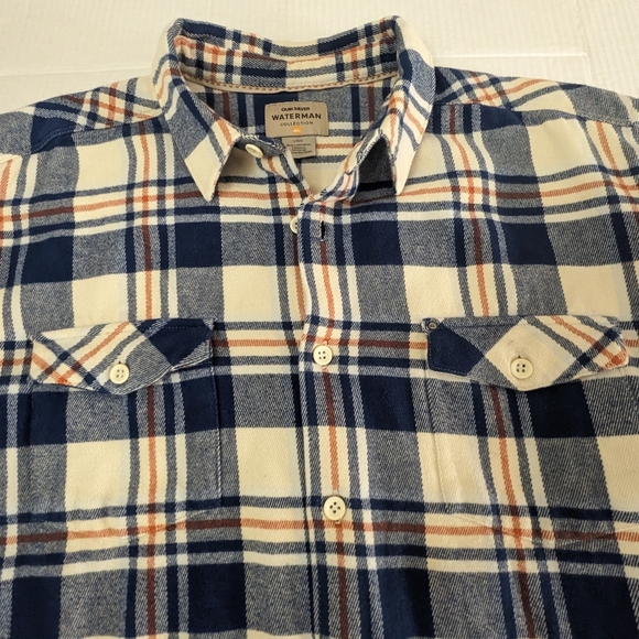 Quiksilver Waterman Blue Plaid Flannel Button Up Long Sleeve Shirt Size L - Picture 2 of 9